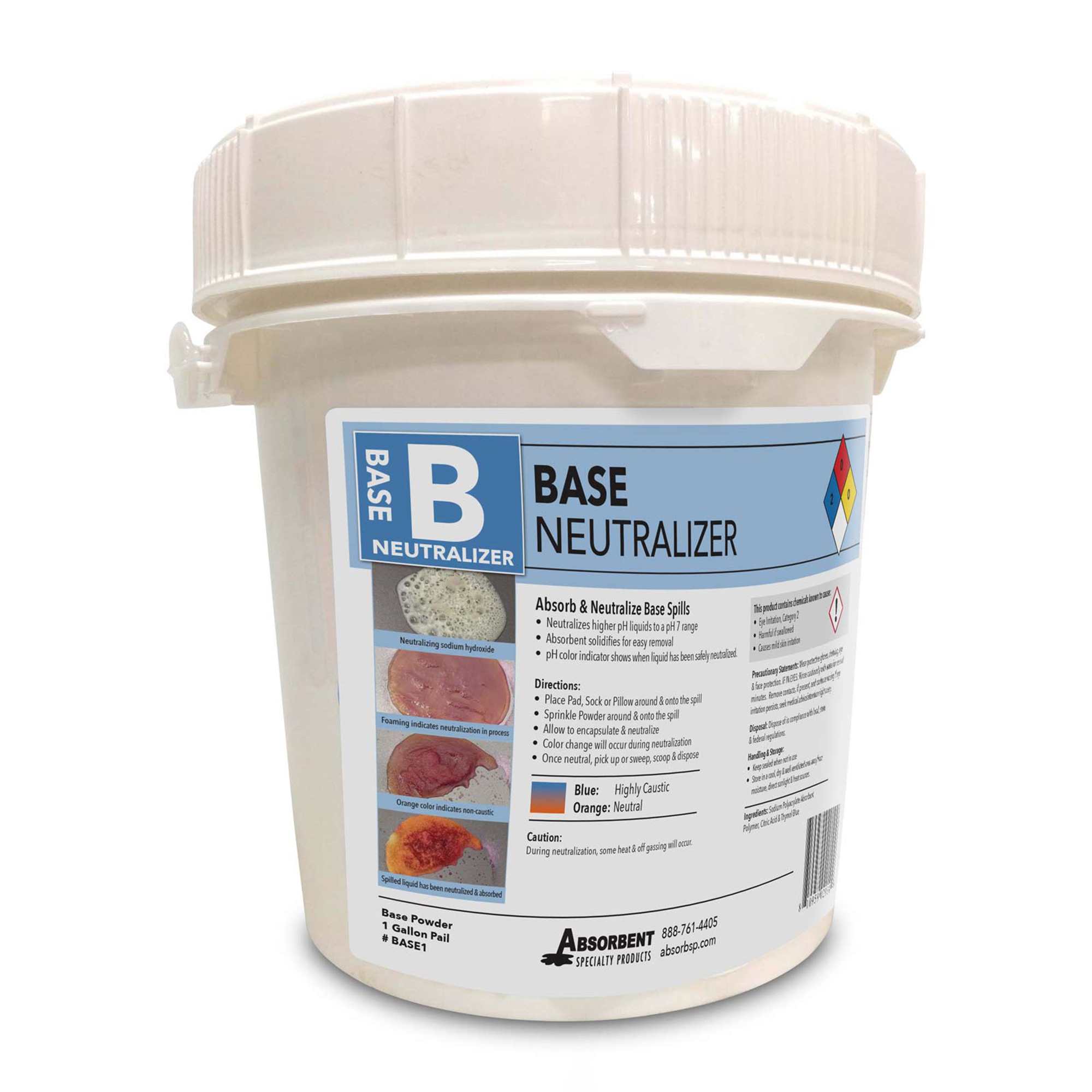 Quick Dam Absorbent Base Neutralizer — 1 Gal. Pail, Color-Changing, Model# BASE1